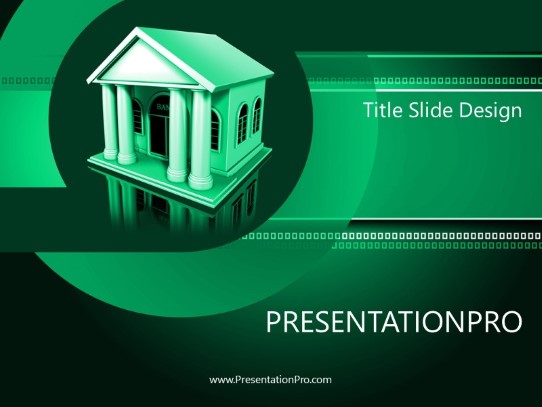 Banking Green PowerPoint Template title slide design