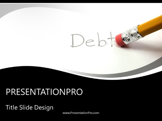 Erase Debt PowerPoint Template title slide design