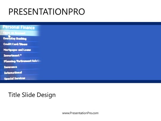 Online Finance PowerPoint Template title slide design