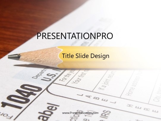 Tax 1040 Form PowerPoint Template title slide design