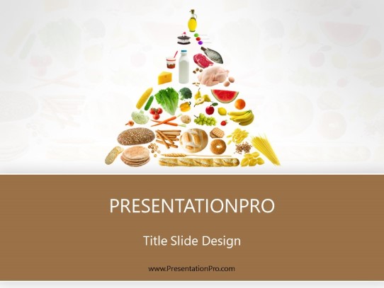 Food Pyramid Brown PowerPoint Template title slide design