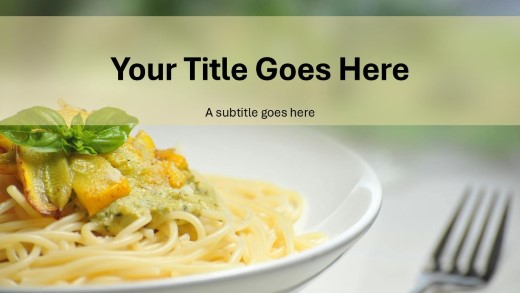 Pasta Bowl Widescreen PowerPoint Template title slide design