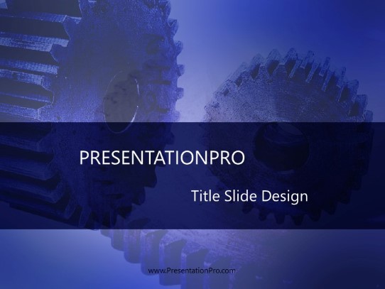 Geared Up Blue PowerPoint Template title slide design