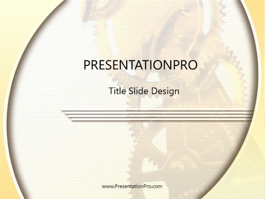 Golden Cogs PowerPoint Template title slide design