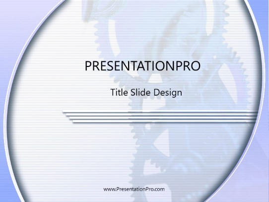 Golden Cogs Blue PowerPoint Template title slide design