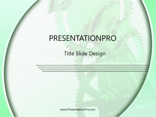 Golden Cogs Green PowerPoint Template title slide design