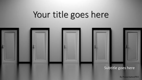 Line of Doors Widescreen PowerPoint Template title slide design