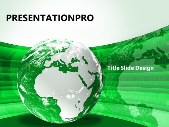 Europe Africa Globe Green PowerPoint Template title slide design