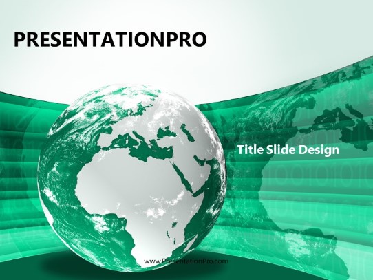 Europe Africa Globe Teal PowerPoint Template title slide design