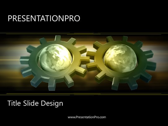 Gear World PowerPoint Template title slide design
