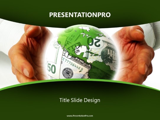 Global Business Money Ball PowerPoint Template title slide design