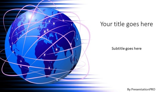 Global Communications Widescreen PowerPoint Template title slide design