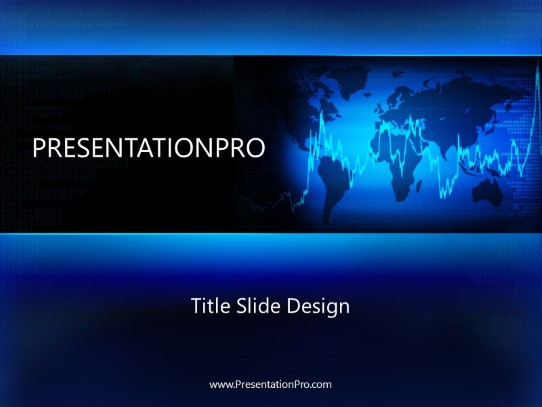 Globe Graph Blue PowerPoint Template title slide design