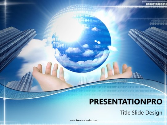 Grasping The World PowerPoint Template title slide design
