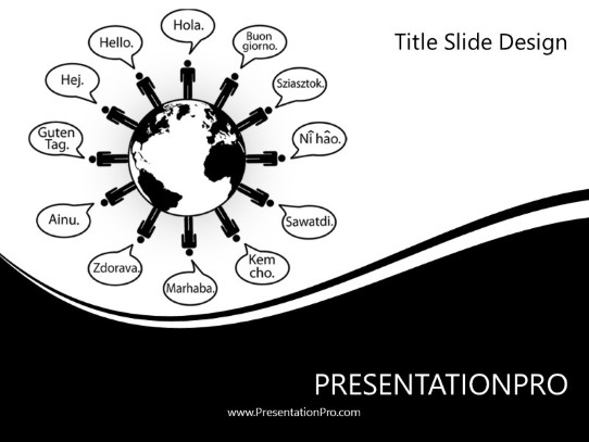Hello World White PowerPoint Template title slide design