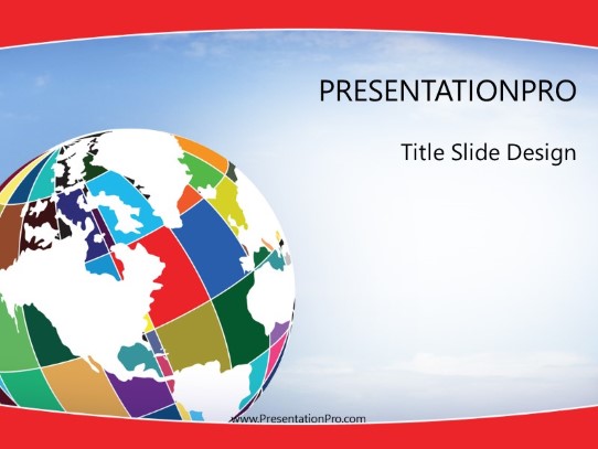 Patchwork Globe Red PowerPoint Template title slide design