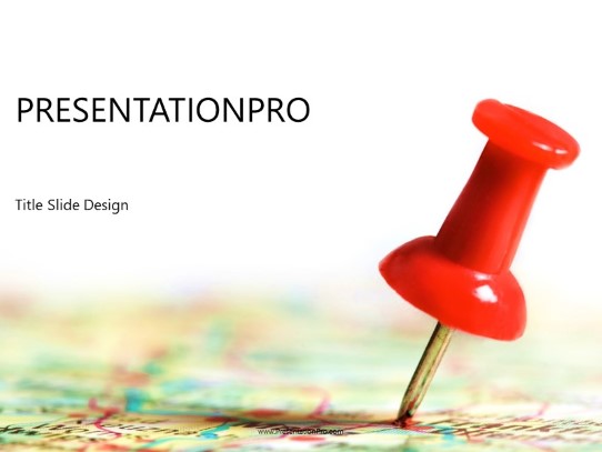 Thumbtack In Map PowerPoint Template title slide design