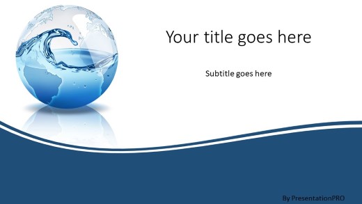 Water World Widescreen PowerPoint Template title slide design