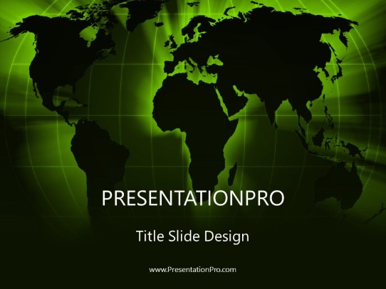 World Grid Green PowerPoint Template title slide design