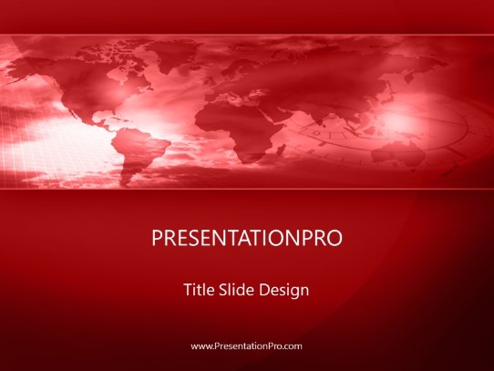 World Minute Red PowerPoint Template title slide design