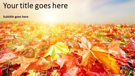 Autumn Landscape Widescreen PowerPoint Template title slide design