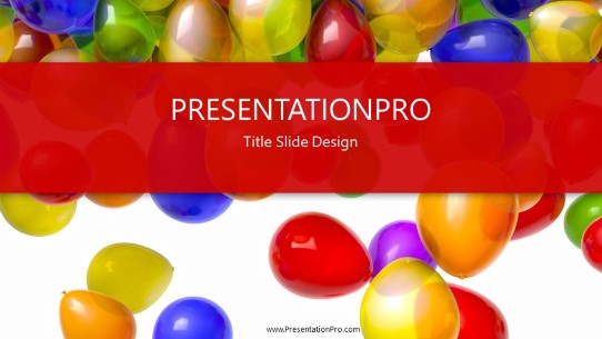 Balloons Falling Widescreen PowerPoint Template title slide design