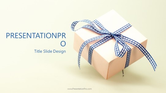 Blue Ribbon Gift Widescreen PowerPoint Template title slide design