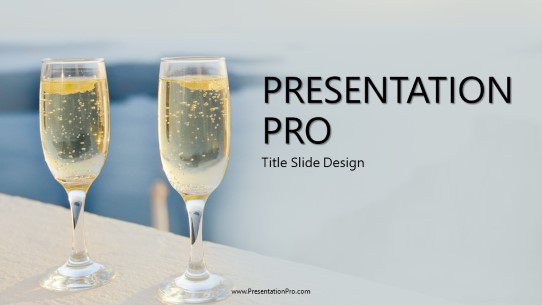 Champagne With A View Widescreen PowerPoint Template title slide design