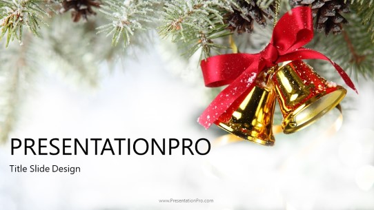 Christmas Bells Widescreen PowerPoint Template title slide design