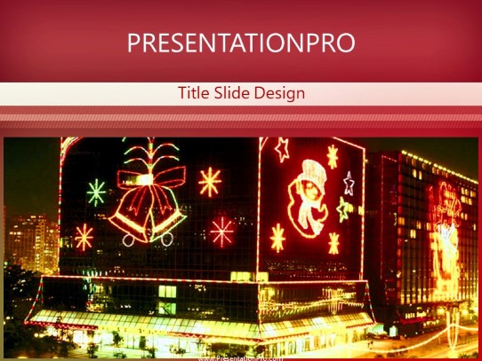 Christmas City PowerPoint Template title slide design