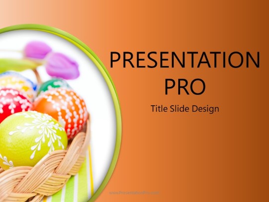 Easter Egg Basket Orange PowerPoint Template title slide design