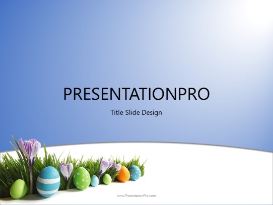 Easter Eggs In Grass PowerPoint Template title slide design