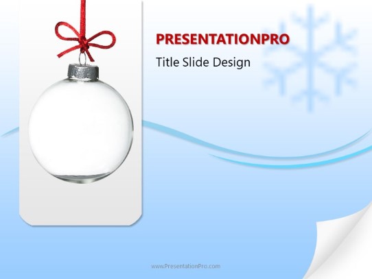 Holiday Glass Ornament Blue 2 PowerPoint Template title slide design
