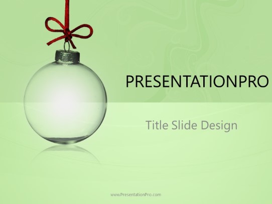 Holiday Glass Ornament Green PowerPoint Template title slide design