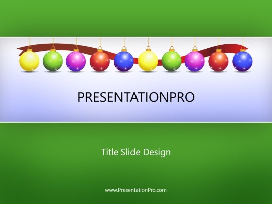 Holiday Ornaments Green PowerPoint Template title slide design
