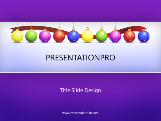 Holiday Ornaments Purple PowerPoint Template title slide design