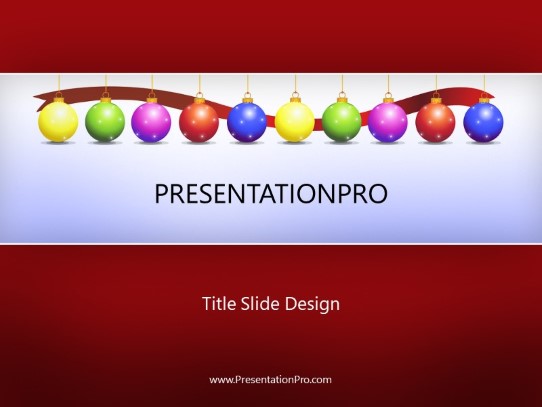 Holiday Ornaments Red PowerPoint Template title slide design