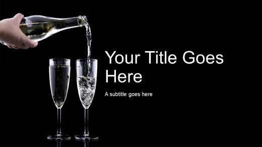 Pour The Champagne Widescreen PowerPoint Template title slide design