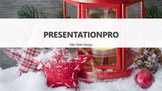 Red Candle Snow Widescreen PowerPoint Template title slide design