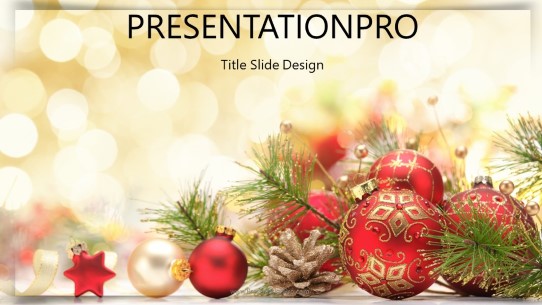 Red Decorations On Gold 01 Widescreen PowerPoint Template title slide design