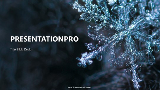 Snow Flake Closeup Widescreen PowerPoint Template title slide design