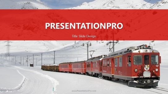 Winter Express Widescreen PowerPoint Template title slide design