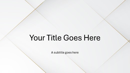 White Gold Angles 02 Widescreen PowerPoint Template title slide design