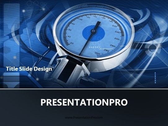 Blood Pressure Reading Blue PowerPoint Template title slide design