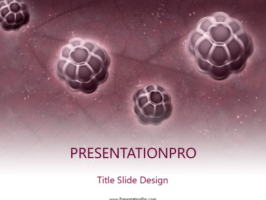 Germ Attack Maroon PowerPoint Template title slide design