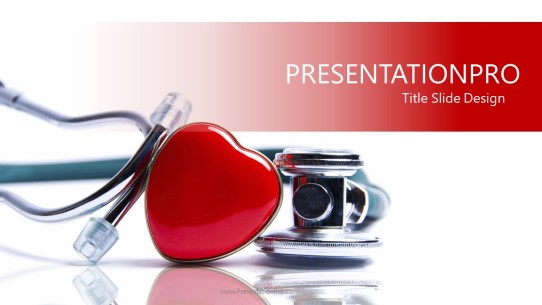 Heart Stethoscope Widescreen PowerPoint Template title slide design