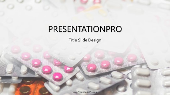 Pill Blister Packs Widescreen PowerPoint Template title slide design