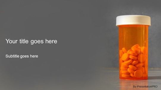 Prescription Bottle Widescreen PowerPoint Template title slide design