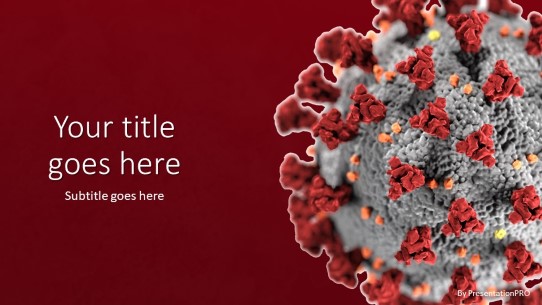 Coronavirus Covid-19  Particle Red Widescreen PowerPoint Template title slide design