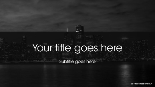 Chicago Skyline Night Movement Widescreen PowerPoint Template title slide design